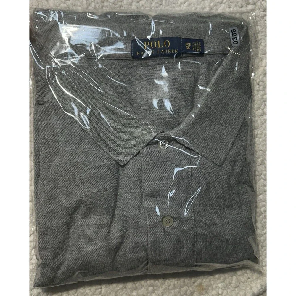 Polo Ralph Lauren Men Big & Tall 3XB 3X Big Gray Mesh Polo Shirt Andover Heather